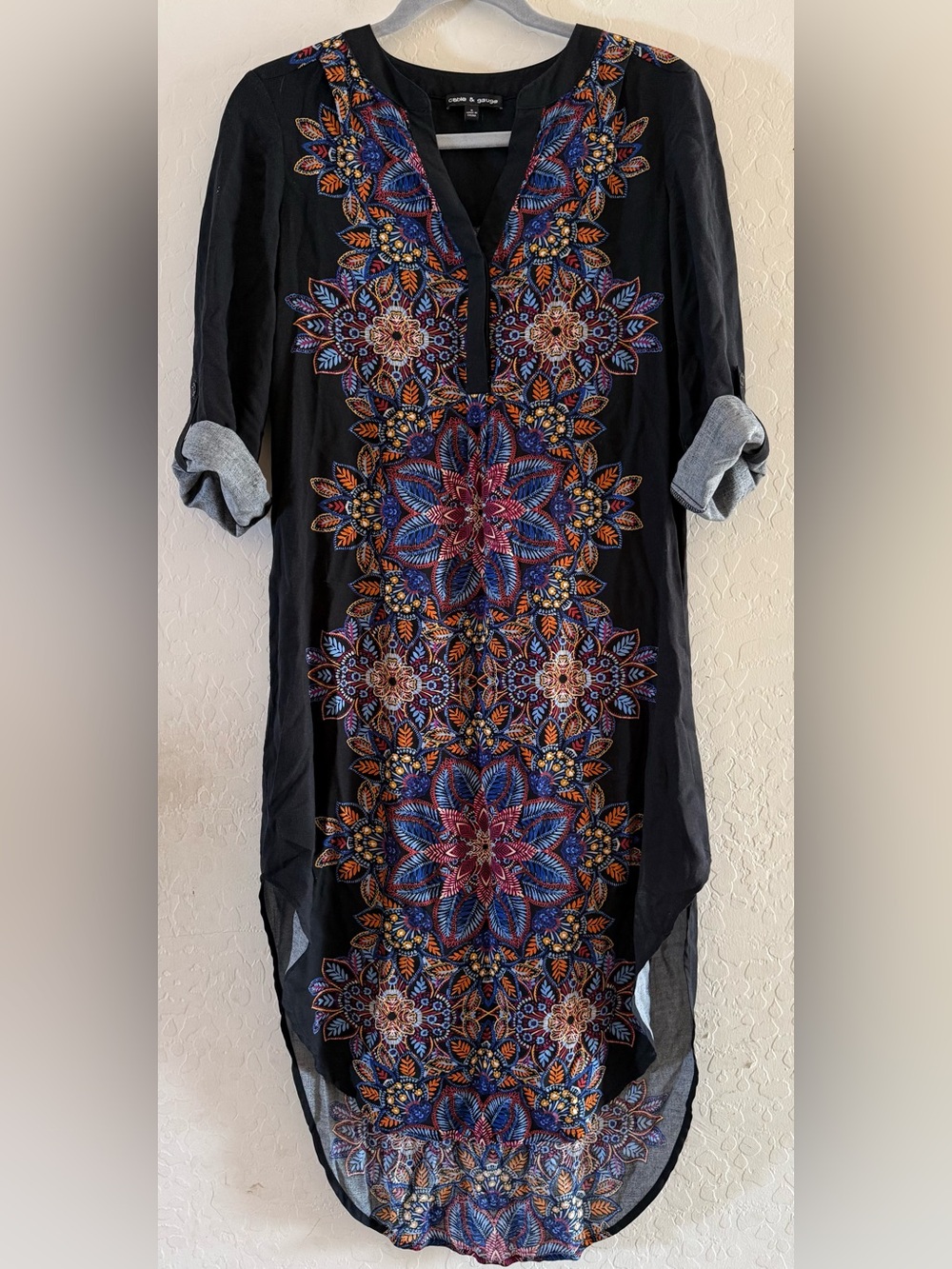 Cable & Gauge, small, bohemian medallion print high-low tunic dress